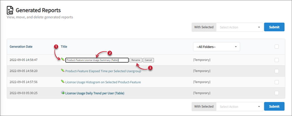 Renaming Generated Reports