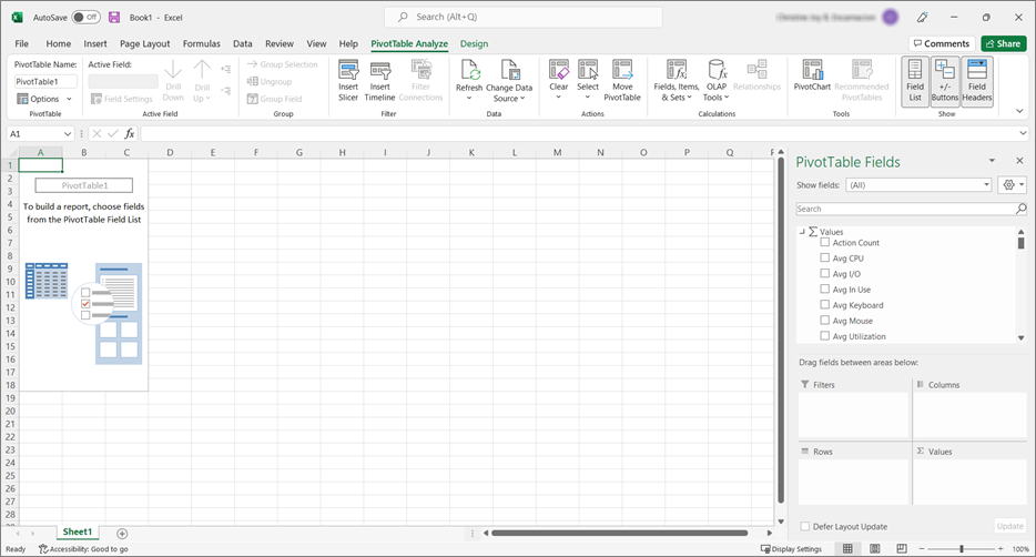 Excel: Empty PivotTable