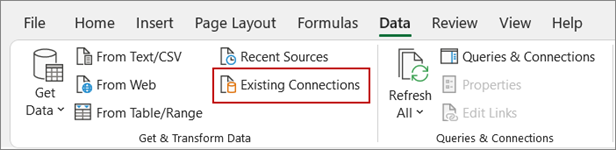 Excel: Existing Connections