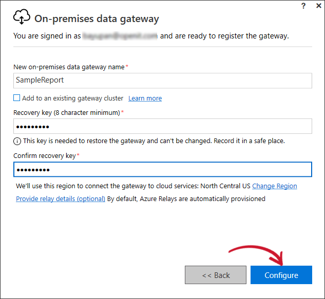 Configuring the new on-premises data gateway