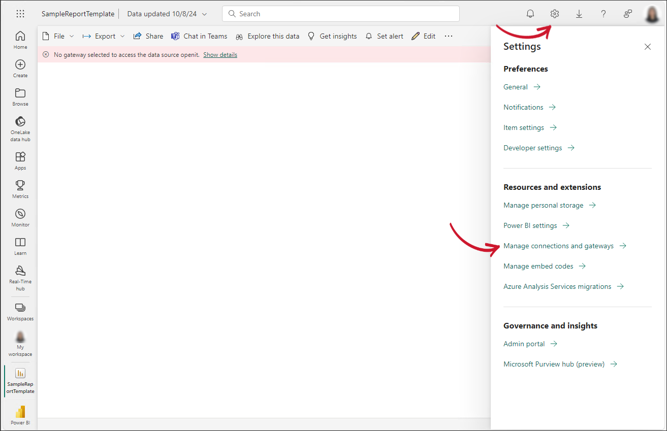 On-premises Data Gateway: Navigating Settings