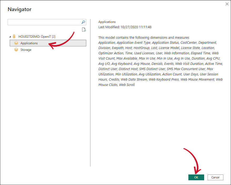 Power BI: Specifying the Database and Cube