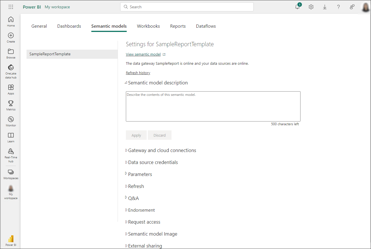 Power BI: Dataset Settings