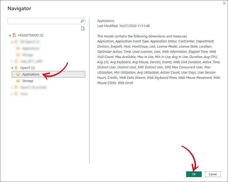 Power BI: Specifying the Database and Cube