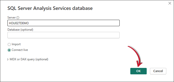 Power BI: Specifying the Server