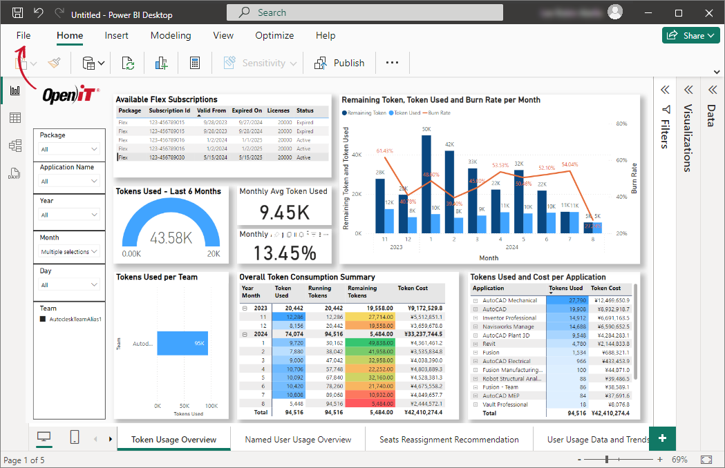 Connecting Power BI to Data Source: Click File