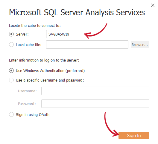 Tableau: Specifying Server to connect to