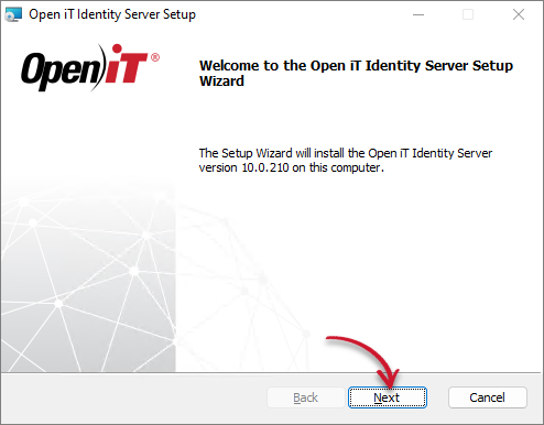 Identity Server Installation: Welcome Screen