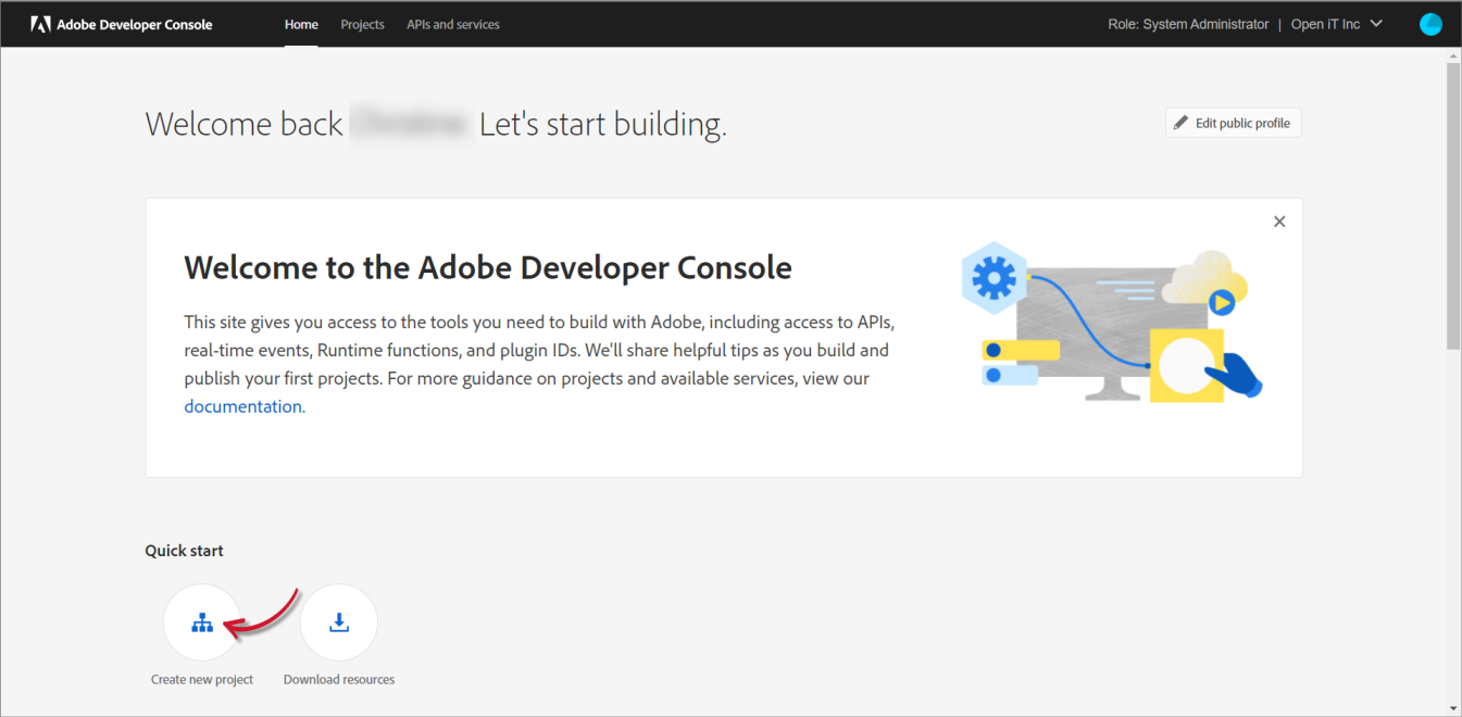 Adobe Developer Console: Home
