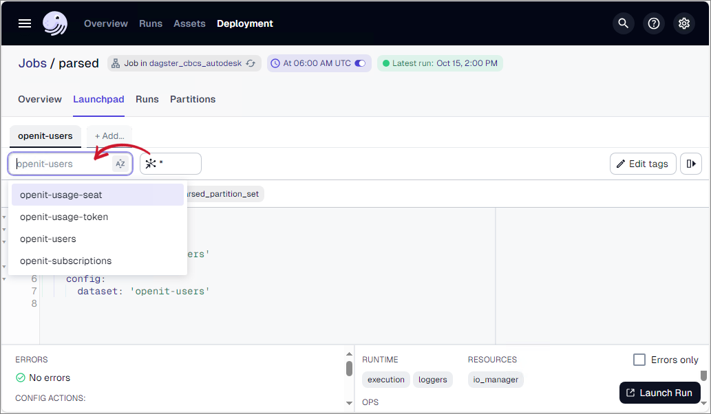 Resolving Missing or Outdated Data: Select Dataset