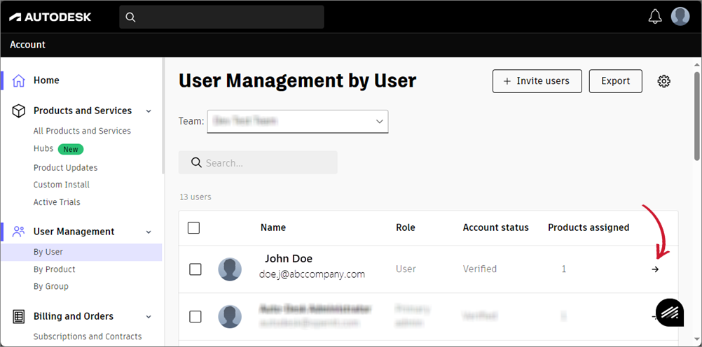 Assigning Secondary Admin Role: Click the Arrow