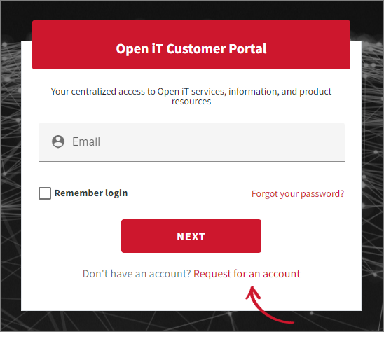 Customer Portal: Request for an account