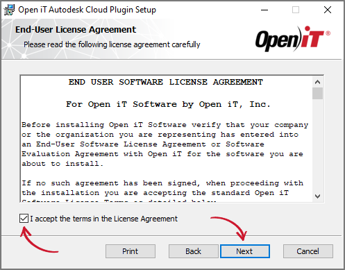 Autodesk Cloud Plugin Installation: End-user License Agreement