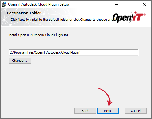 Autodesk Cloud Plugin Installation: Destination Folder