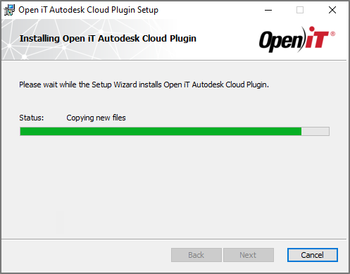 Autodesk Cloud Plugin Installation: Installation Progress