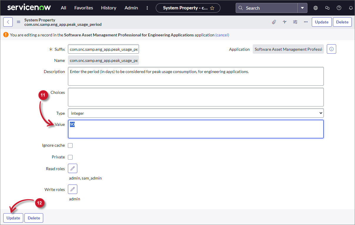 ServiceNow Integration: LicenseAnalyzer Post Installation Configuration - System Property Period