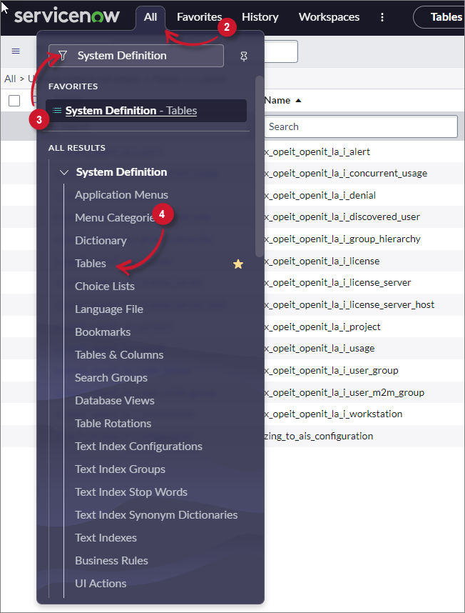 ServiceNow Integration: LicenseAnalyzer Post-Installation Configuration - Menu