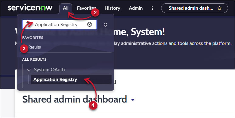 ServiceNow Integration: Navigate to Application Registries