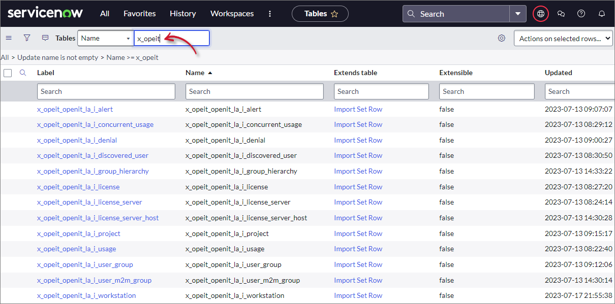 ServiceNow Integration: LicenseAnalyzer Installation Verification - Import Set Tables