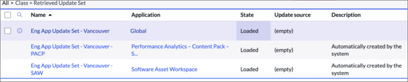 ServiceNow Integration: Uploaded Update Set from XML