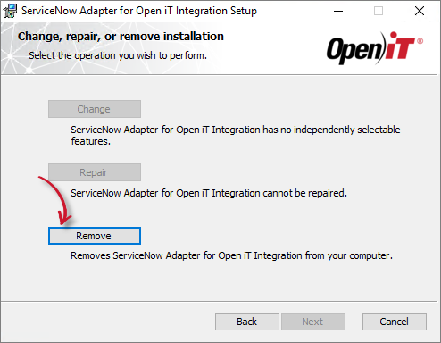 ServiceNow Integration: Uninstallation Selection