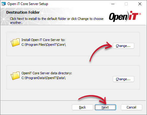 WCS Installation: Destination Folder