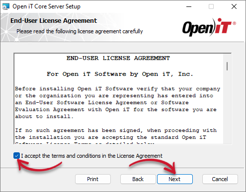 WCS Installation: End-user License Agreement