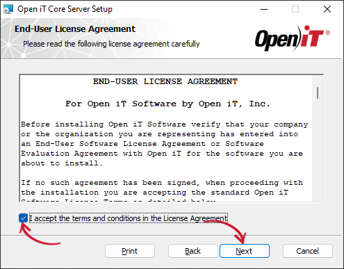 WCS Installation: End-user License Agreement